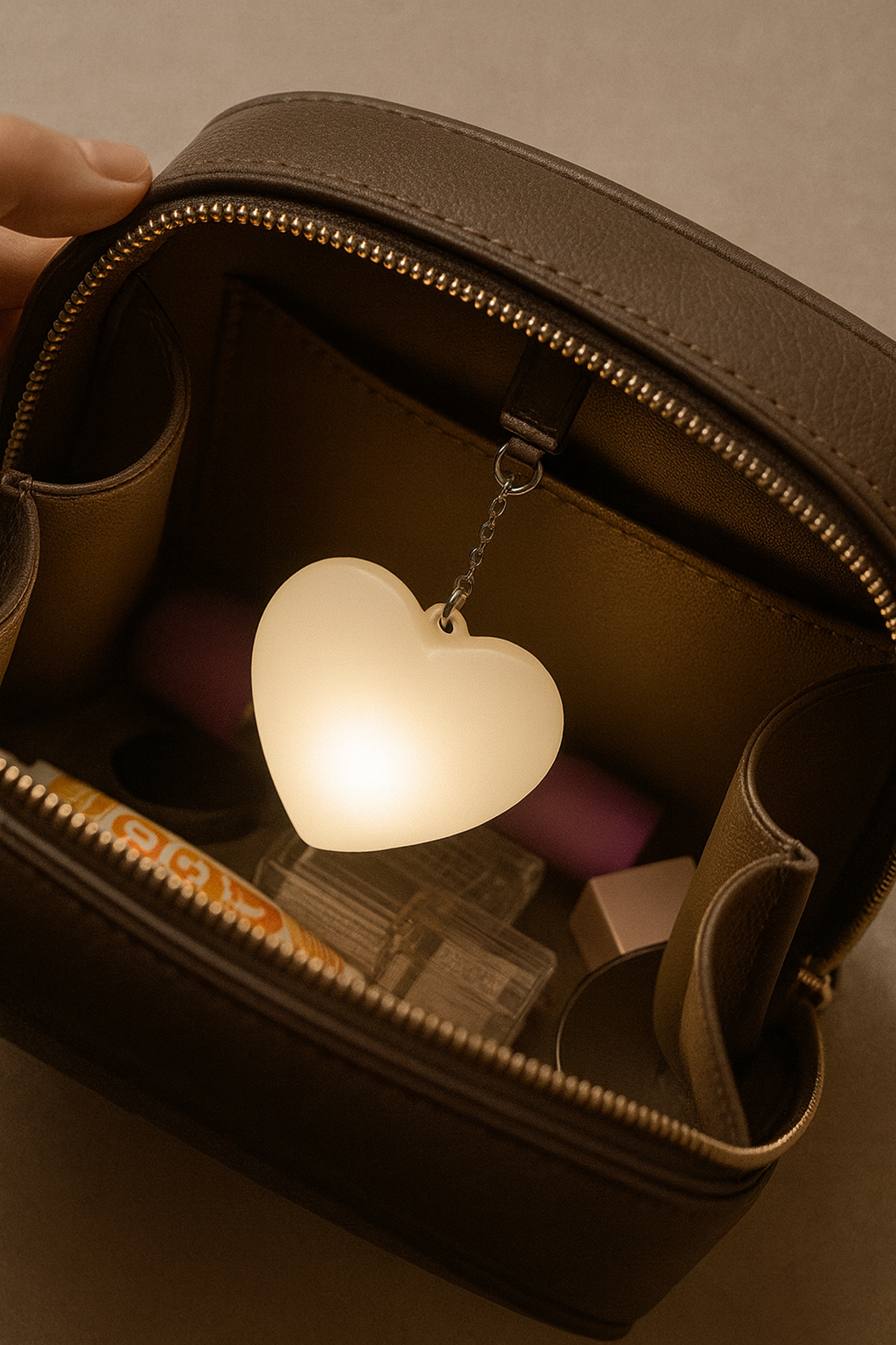 HeartGlow – Compact LED Accessory for Easy Bag VisibilitySmart Touch LED Purse Light